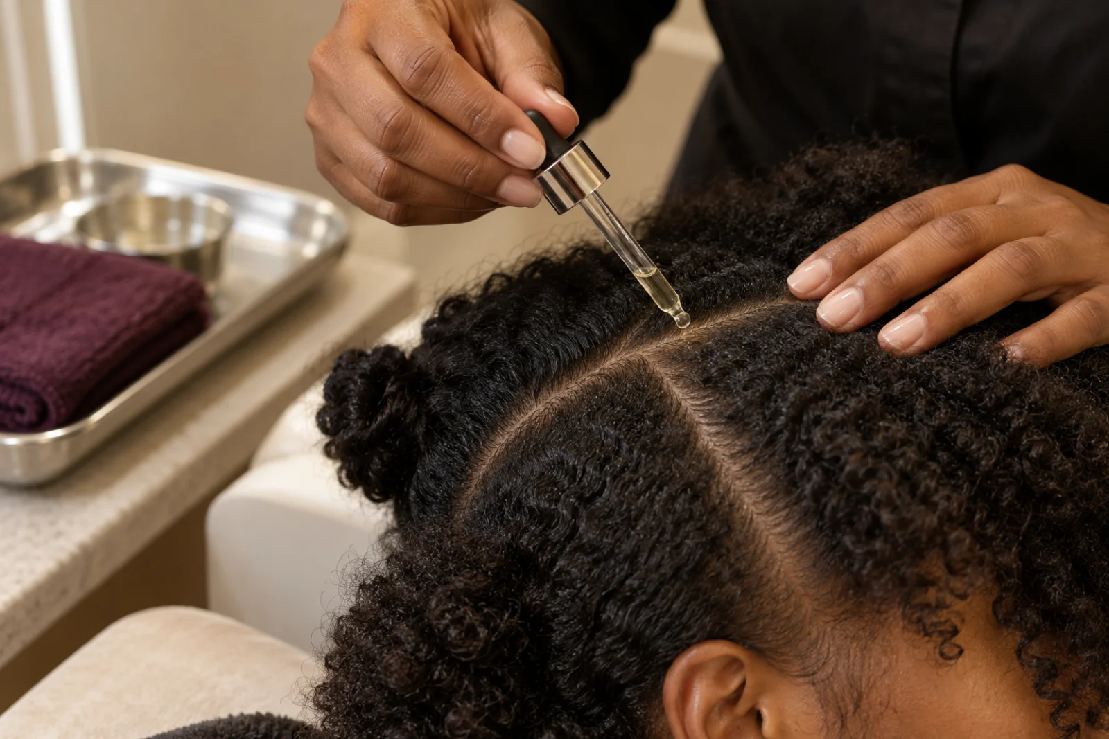 Precise scalp serum treatment at VELORA
